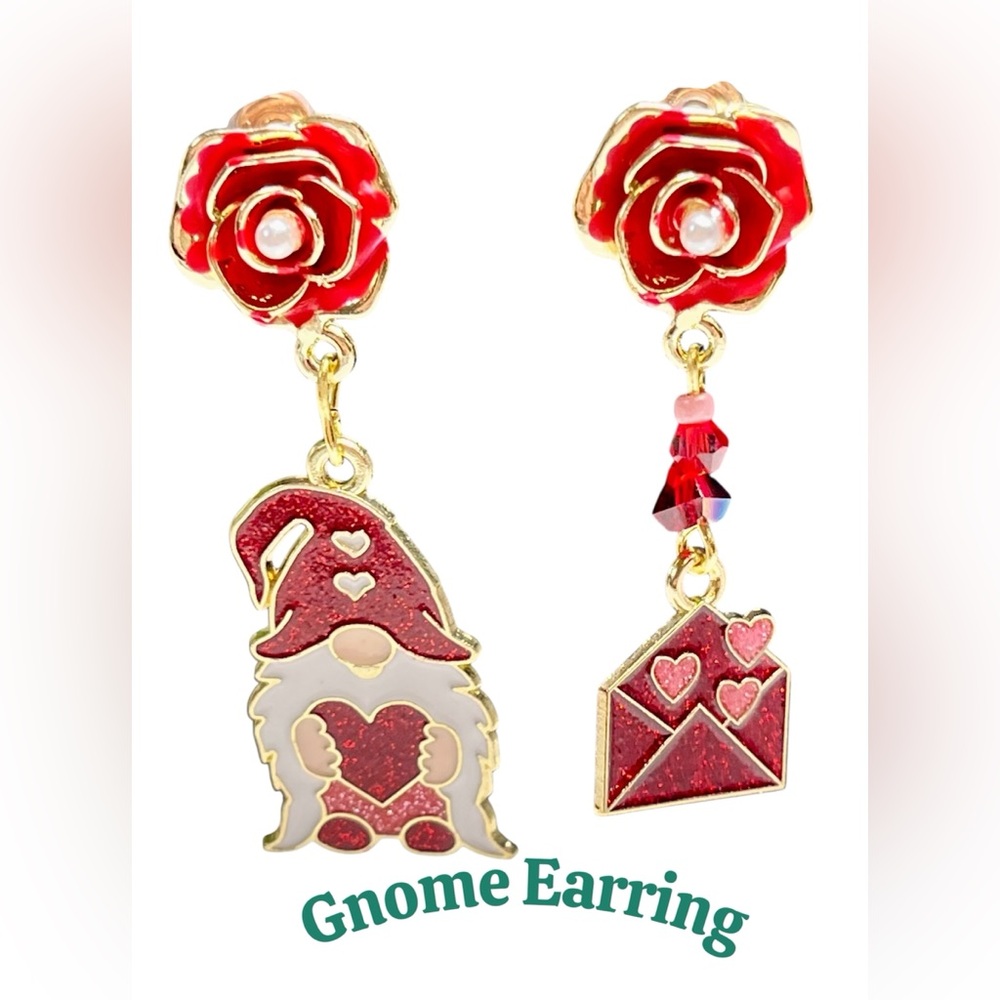 Charming Red and Gold Gnome Earrings